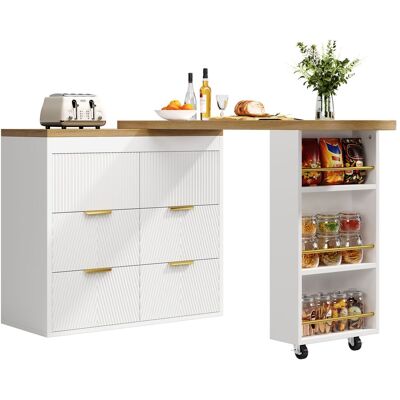 ARRIGONI Table De Bar Haute Avec 6 Tiroirs, Buffet De Cuisine Avec Dispositif Anti-basculement, Table Multifonction Pivotante À 360° Comme Table À Manger, Bar À Domicile Ou Bureau À Domicile Pour Salon, Cuisin - Publicité ARRIGONI Table De Bar Haute Avec 6 Tiroirs, Buffet De Cuisine Avec Dispositif Anti-basculement, Table Multifonction Pivotante À 360° Comme Table À Manger, Bar À Domicile Ou Bureau À Domicile Pour Salon, Cuisin - Publicité