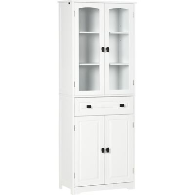 ARRIGONI Buffet Haut Armoire De Cuisine 4 Portes Dont 2 Portes Vitrées Et 1 Tiroir Hauteur 160 Cm Avec Étagères En Bois Blanc - Publicité ARRIGONI Buffet Haut Armoire De Cuisine 4 Portes Dont 2 Portes Vitrées Et 1 Tiroir Hauteur 160 Cm Avec Étagères En Bois Blanc - Publicité