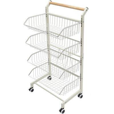 GOJOY Chariot De Cuisine Et Organisateur À 4 Niveaux – Chariot Roulant Multifonction Avec Poignée – Pour Cuisine, Bureau Et Salon – Rangement, Desserte Et Panier À Fruits Et Légumes (blanc), 42 X 32 X 90 Cm - Publicité GOJOY Chariot De Cuisine Et Organisateur À 4 Niveaux – Chariot Roulant Multifonction Avec Poignée – Pour Cuisine, Bureau Et Salon – Rangement, Desserte Et Panier À Fruits Et Légumes (blanc), 42 X 32 X 90 Cm - Publicité