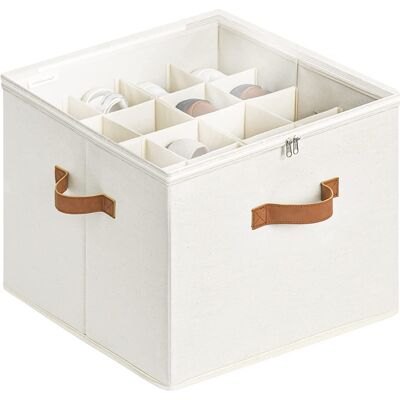 ALVIOR Organisateur Chaussures - 43 X 43 X 30 Cm - Compartiments Réglables - Couvercle Transparent Zippé - Pliable - Pour Armoire Ou Entrée - 1 Pièce - Publicité ALVIOR Organisateur Chaussures - 43 X 43 X 30 Cm - Compartiments Réglables - Couvercle Transparent Zippé - Pliable - Pour Armoire Ou Entrée - 1 Pièce - Publicité