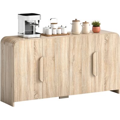 ARRIGONI Buffet De Cuisine Avec 2 Placards Portes Soft-close Et Etageres Reglables 157x39x82 Cm Bois Naturel - Publicité ARRIGONI Buffet De Cuisine Avec 2 Placards Portes Soft-close Et Etageres Reglables 157x39x82 Cm Bois Naturel - Publicité