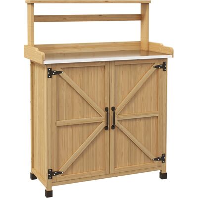 OEM Établi De Jardinage Avec Armoires Et Étagères, Doté De Pieds Antidérapants, En Bois De Cèdre Jaune. Publicité OEM Établi De Jardinage Avec Armoires Et Étagères, Doté De Pieds Antidérapants, En Bois De Cèdre Jaune. Publicité