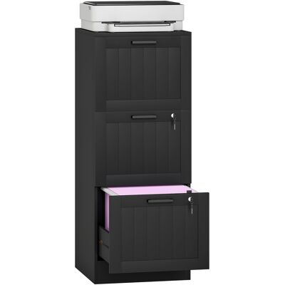 OEM Caisson Bureau. Meuble Rangement Bois 3 Tiroirs Et Serrure. Barres De Suspension Réglables. 40 X 40 X 101 Cm. Noir - Publicité OEM Caisson Bureau. Meuble Rangement Bois 3 Tiroirs Et Serrure. Barres De Suspension Réglables. 40 X 40 X 101 Cm. Noir - Publicité