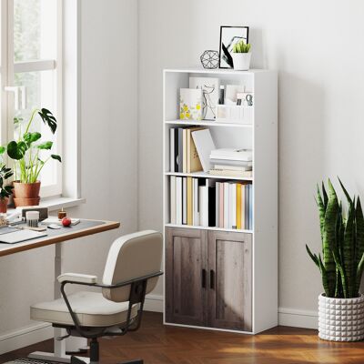 OEM Homcom Bibliothèque Meuble De Rangement 5 Niveaux - Compartiments Ouverts & 1 Placard, 60x30x149,5cm, Blanc - Publicité OEM Homcom Bibliothèque Meuble De Rangement 5 Niveaux - Compartiments Ouverts & 1 Placard, 60x30x149,5cm, Blanc - Publicité