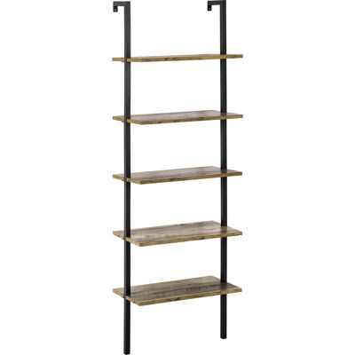 ARRIGONI Bibliotheque A Echelle 5 Etageres Style Industriel Bois Et Metal 60x30x184,5cm Marron - Publicité ARRIGONI Bibliotheque A Echelle 5 Etageres Style Industriel Bois Et Metal 60x30x184,5cm Marron - Publicité