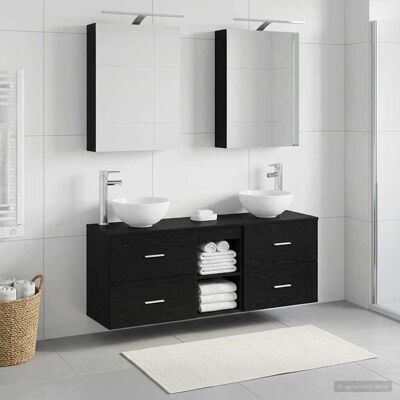 Ensemble D'Armoire De Salle De Bain 5 Pcs Chêne Noir Vidaxl - Publicité Ensemble D'Armoire De Salle De Bain 5 Pcs Chêne Noir Vidaxl - Publicité
