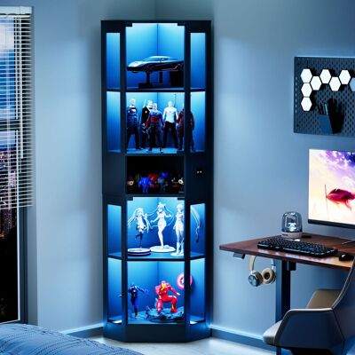 ACKERMAN Vitrine Vitrée À Cinq Étages Avec Espace De Rangement, Éclairage Led, Portes En Verre Et Capteurs Intelligents. Adaptée Pour Salon, Chambre À Coucher Et Bureaux. Noir. Publicité ACKERMAN Vitrine Vitrée À Cinq Étages Avec Espace De Rangement, Éclairage Led, Portes En Verre Et Capteurs Intelligents. Adaptée Pour Salon, Chambre À Coucher Et Bureaux. Noir. Publicité