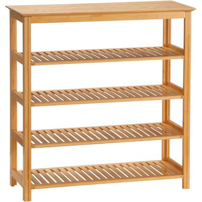 OEM Étagère À Chaussures À 5 Niveaux, Porte-chaussures En Bambou Avec 4 Étagères À Lattes, 80x29x82cm, Effet Bois Naturel - Publicité OEM Étagère À Chaussures À 5 Niveaux, Porte-chaussures En Bambou Avec 4 Étagères À Lattes, 80x29x82cm, Effet Bois Naturel - Publicité