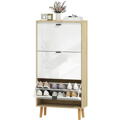 OEM Meuble À Chaussures Étroit 3 Tiroirs Rabattables 60x24x127 Cm Blanc - Publicité OEM Meuble À Chaussures Étroit 3 Tiroirs Rabattables 60x24x127 Cm Blanc - Publicité