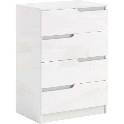 OEM Commode / Armoire De Style Moderne — 4 Tiroirs, Structure En Bois Massif, Dispositif Anti-basculement, Patins De Protection Inclus, Blanc - Publicité OEM Commode / Armoire De Style Moderne — 4 Tiroirs, Structure En Bois Massif, Dispositif Anti-basculement, Patins De Protection Inclus, Blanc - Publicité
