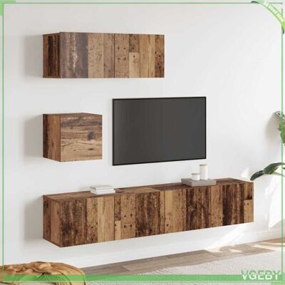 OEM Ensemble De Meuble Tv Mural 4 Pcs - Vieux Bois - Bois D'Ingénierie - Grand Espace De Rangement - À Fixer Au Mur - Publicité OEM Ensemble De Meuble Tv Mural 4 Pcs - Vieux Bois - Bois D'Ingénierie - Grand Espace De Rangement - À Fixer Au Mur - Publicité