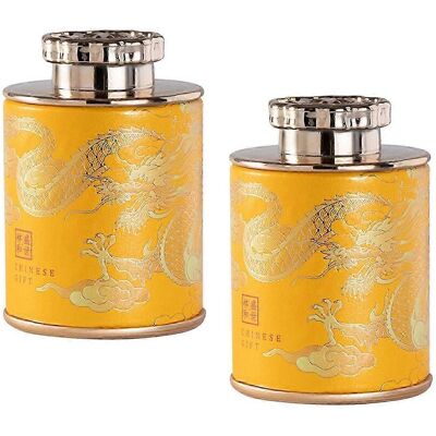 YUDO Lot De 2 Boîtes De Rangement Pour Thé En Vrac, Style Chinois Classique, Avec Fermeture Hermétique. Idéales Pour Restaurants Et Bureaux.-gold - Publicité YUDO Lot De 2 Boîtes De Rangement Pour Thé En Vrac, Style Chinois Classique, Avec Fermeture Hermétique. Idéales Pour Restaurants Et Bureaux.-gold - Publicité