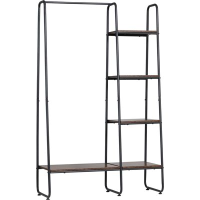 OEM Portant À Vêtements En Bois Avec 4 Étagères Et Tringle Pour Chambre Ou Salon, 101 X 39 X 160 Cm, Marron Rustique - Publicité OEM Portant À Vêtements En Bois Avec 4 Étagères Et Tringle Pour Chambre Ou Salon, 101 X 39 X 160 Cm, Marron Rustique - Publicité