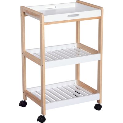 OEM Homcom Chariot De Service Desserte De Cuisine À Roulettes 2 Étagères + Plateau Amovible Bois De Pin Mdf Blanc - Publicité OEM Homcom Chariot De Service Desserte De Cuisine À Roulettes 2 Étagères + Plateau Amovible Bois De Pin Mdf Blanc - Publicité