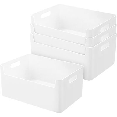 OEM Lot De 4 Boîtes De Rangement En Plastique Pour Cuisine Et Salle De Bain - Panier Inférieur De 25 Cm - Blanc Pour Étagères Et Armoires - Publicité OEM Lot De 4 Boîtes De Rangement En Plastique Pour Cuisine Et Salle De Bain - Panier Inférieur De 25 Cm - Blanc Pour Étagères Et Armoires - Publicité
