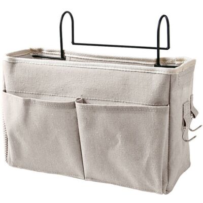 NO BRAND Pair Poche De Chevet Suspendue En Coton Et Lin – Version Améliorée – Blanc – Organisateur De Lit Pour Dortoir Et Maison - Publicité NO BRAND Pair Poche De Chevet Suspendue En Coton Et Lin – Version Améliorée – Blanc – Organisateur De Lit Pour Dortoir Et Maison - Publicité