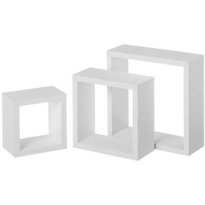 OEM Étagères Murales - Juanio - Lot De 3 Cubes - Blanc - Mdf 12 Mm Pvc - 25/20/15 Cm - Publicité OEM Étagères Murales - Juanio - Lot De 3 Cubes - Blanc - Mdf 12 Mm Pvc - 25/20/15 Cm - Publicité