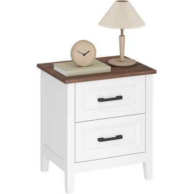 OEM Table De Chevet, Table De Nuit Avec 2 Tiroirs, Plateau Effet Bois, Style Rustique, Pour Chambre À Coucher, Salon, Blanc - Publicité OEM Table De Chevet, Table De Nuit Avec 2 Tiroirs, Plateau Effet Bois, Style Rustique, Pour Chambre À Coucher, Salon, Blanc - Publicité