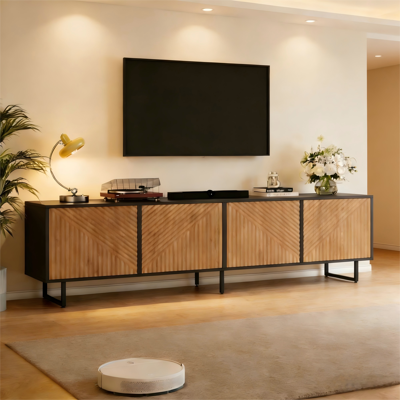OEM Meuble Bas Télé 180cm 4 Portes Grand Rangement Adapté 80 Pouces Salon - Publicité OEM Meuble Bas Télé 180cm 4 Portes Grand Rangement Adapté 80 Pouces Salon - Publicité