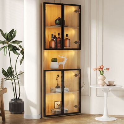 LEMONBEST Vitrine Led En Verre 62 X 32 X 160 Cm Verre Trempé Étagères Éclairées Soft Close Rangementpour Bibliothèque, Cave À Vin,mdf, Chêne - Publicité LEMONBEST Vitrine Led En Verre 62 X 32 X 160 Cm Verre Trempé Étagères Éclairées Soft Close Rangementpour Bibliothèque, Cave À Vin,mdf, Chêne - Publicité