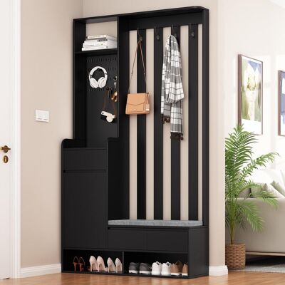 OEM Armoire D'Entrée Avec Banquette De Rangement Rembourrée, Meuble À Chaussures Multifonctionnel Avec Panneau Perforé, Armoire Moderne - Publicité OEM Armoire D'Entrée Avec Banquette De Rangement Rembourrée, Meuble À Chaussures Multifonctionnel Avec Panneau Perforé, Armoire Moderne - Publicité