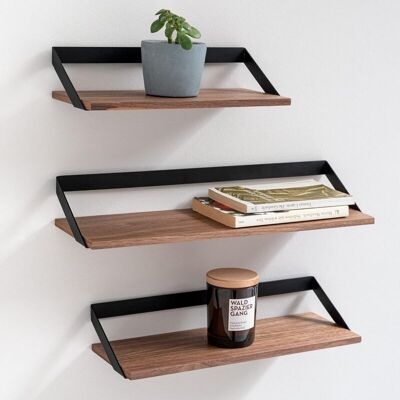 OEM Ensemble D'Étagères Flottantes En 3 Parties En Métal Et Placage De Bois Véritable Décoration Murale, Rangement Et Étagère Pour Salon, Cuisine, Chambre Noyer-crezuo - Publicité OEM Ensemble D'Étagères Flottantes En 3 Parties En Métal Et Placage De Bois Véritable Décoration Murale, Rangement Et Étagère Pour Salon, Cuisine, Chambre Noyer-crezuo - Publicité