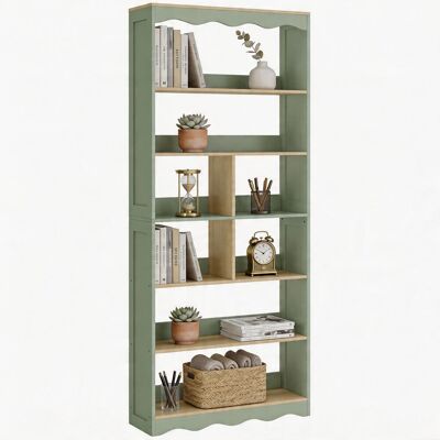 Homcom – Bibliothèque 6 Niveaux – Compartiments Ouverts – Bois Naturel Et Vert – Dimensions 76x24x180cm – Charge Max 35kg Par Étagère - Publicité Homcom – Bibliothèque 6 Niveaux – Compartiments Ouverts – Bois Naturel Et Vert – Dimensions 76x24x180cm – Charge Max 35kg Par Étagère - Publicité