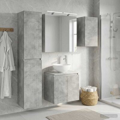 Ensemble D'Armoire De Salle De Bain 5 Pcs Gris Béton Vidaxl - Publicité Ensemble D'Armoire De Salle De Bain 5 Pcs Gris Béton Vidaxl - Publicité