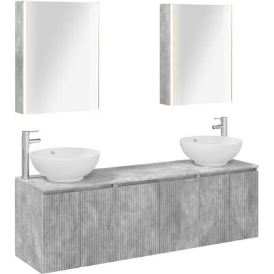 Ensemble D'Armoire De Salle De Bain 5 Pcs Gris Béton Vidaxl - Publicité Ensemble D'Armoire De Salle De Bain 5 Pcs Gris Béton Vidaxl - Publicité