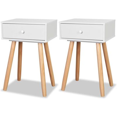 Maison Exclusive - Table De Chevet 2 Pcs Bois De Pin Massif 40 X 30 X 61 Cm Blanc - Publicité Maison Exclusive - Table De Chevet 2 Pcs Bois De Pin Massif 40 X 30 X 61 Cm Blanc - Publicité