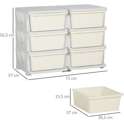 ALLAUVE Plastique Coffre De Rangement Blanc Crème, 6 Tiroirs, Petite Armoire Organiseur Jouets Pour Enfants - Publicité ALLAUVE Plastique Coffre De Rangement Blanc Crème, 6 Tiroirs, Petite Armoire Organiseur Jouets Pour Enfants - Publicité