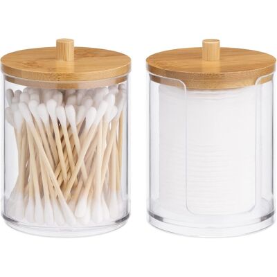 GRASSLIN Lot 2 Boîte De Rangement, Polystyrène Transparent, Couvercle Bambou, Pour Salle De Bain Et Chambre - Publicité GRASSLIN Lot 2 Boîte De Rangement, Polystyrène Transparent, Couvercle Bambou, Pour Salle De Bain Et Chambre - Publicité