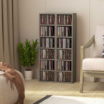 OEM Homcom Lot De 2 Étagères Colonnes De Rangement Cd-dvd - 12 Compartiments, Capacité 204 Cd, 21x22,5x88,5cm, Gris Foncé - Publicité OEM Homcom Lot De 2 Étagères Colonnes De Rangement Cd-dvd - 12 Compartiments, Capacité 204 Cd, 21x22,5x88,5cm, Gris Foncé - Publicité