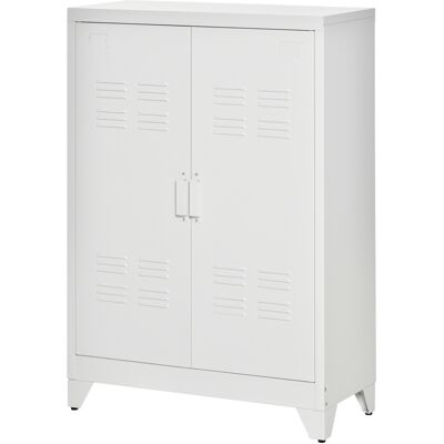 OEM Armoire De Bureau À 3 Niveaux Meuble De Rangement Bureau Métallique 2 Portes Étagères Réglables 75 X 33 X 110 Cm Blanc - Publicité OEM Armoire De Bureau À 3 Niveaux Meuble De Rangement Bureau Métallique 2 Portes Étagères Réglables 75 X 33 X 110 Cm Blanc - Publicité