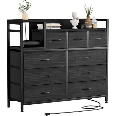 ACEKOOL Commode À 9 Tiroirs Rétro 100cm, Tissu Respirant, Pieds Réglables, Prise Usb & Ac Intégrée, Rangement Multifonctions, Noir - Publicité ACEKOOL Commode À 9 Tiroirs Rétro 100cm, Tissu Respirant, Pieds Réglables, Prise Usb & Ac Intégrée, Rangement Multifonctions, Noir - Publicité