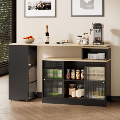 LEMONBEST Table De Bar Extensible 155cm Avec Rangement Table Bistro Pivotante Portes Vitrées 3 Formes Mdf+verre Noir - Publicité LEMONBEST Table De Bar Extensible 155cm Avec Rangement Table Bistro Pivotante Portes Vitrées 3 Formes Mdf+verre Noir - Publicité
