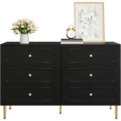 ACKERMAN Buffet, Commode À 6 Tiroirs, Niches Ovales, Pieds En Métal, Meuble De Rangement Moderne Pour Le Salon - Publicité ACKERMAN Buffet, Commode À 6 Tiroirs, Niches Ovales, Pieds En Métal, Meuble De Rangement Moderne Pour Le Salon - Publicité
