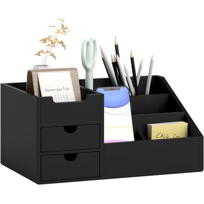 OEM Boite De Rangement Bureau Organiseur 7 Compartiments 2 Tiroirs Bambou Verni Noir - Publicité OEM Boite De Rangement Bureau Organiseur 7 Compartiments 2 Tiroirs Bambou Verni Noir - Publicité