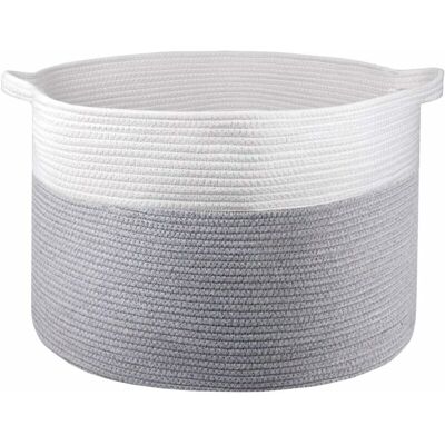 AHLSEN Bravix Grand Panier De Corde De Coton 21x 21 X 14panier Tissé Décoratif, Paniers à Linge Pour Couvertures Jouets Serviettes Panier De Pépinière Avec Poignée - Publicité AHLSEN Bravix Grand Panier De Corde De Coton 21x 21 X 14panier Tissé Décoratif, Paniers à Linge Pour Couvertures Jouets Serviettes Panier De Pépinière Avec Poignée - Publicité