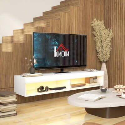Generic Meuble Tv Suspendu Mural Avec Éclairage Led Pour Téléviseurs Jusqu'à 75 Pouces, Étagères, 180l X 40l X 30h Cm, Blanc - Publicité Generic Meuble Tv Suspendu Mural Avec Éclairage Led Pour Téléviseurs Jusqu'à 75 Pouces, Étagères, 180l X 40l X 30h Cm, Blanc - Publicité