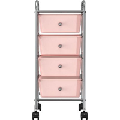 DESIGN IN Chariot De Rangement Mobile À 4 Tiroirs Rose Plastique - Publicité DESIGN IN Chariot De Rangement Mobile À 4 Tiroirs Rose Plastique - Publicité