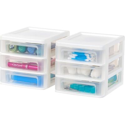 SYMOLEXA Lot De 2 - Tour De Rangement - Organisateur Bureau - 3 Tiroirs Plastique Transparent Format B6 Ouverture Facile Pour Fournitures Scolaire Blanc 17,1x21,3x17,5cm - Publicité SYMOLEXA Lot De 2 - Tour De Rangement - Organisateur Bureau - 3 Tiroirs Plastique Transparent Format B6 Ouverture Facile Pour Fournitures Scolaire Blanc 17,1x21,3x17,5cm - Publicité