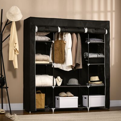 ALLAUVE Armoire En Non-tissé Robuste, 10 Tablettes, 1 Barre De Penderie, 150x43x162,5 Cm, Fermeture À Glissière, Gain D'Espace - Publicité ALLAUVE Armoire En Non-tissé Robuste, 10 Tablettes, 1 Barre De Penderie, 150x43x162,5 Cm, Fermeture À Glissière, Gain D'Espace - Publicité