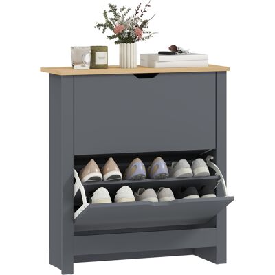 OEM Meuble À Chaussures 12 Paires, Armoire À Chaussures Étroite Avec 2 Tiroirs Rabattables Et Étagères Réglables, Gris Foncé - Publicité OEM Meuble À Chaussures 12 Paires, Armoire À Chaussures Étroite Avec 2 Tiroirs Rabattables Et Étagères Réglables, Gris Foncé - Publicité