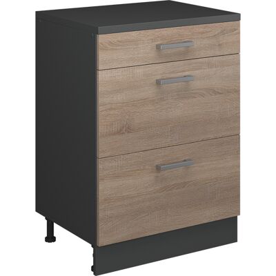 Commode D'Extension Rion, Sonoma/anthracite, 60x46cm Sans Pente Avec 3 Tiroirs, Vicco - Publicité Commode D'Extension Rion, Sonoma/anthracite, 60x46cm Sans Pente Avec 3 Tiroirs, Vicco - Publicité