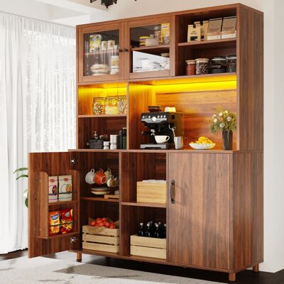 ALLAUVE Buffet Haut Rétro Noyer 140x40x185cm Avec Éclairage Led, Porte À Snacks Et Étagère, Armoire Pour Salon, Cuisine, Salle À Manger. Publicité ALLAUVE Buffet Haut Rétro Noyer 140x40x185cm Avec Éclairage Led, Porte À Snacks Et Étagère, Armoire Pour Salon, Cuisine, Salle À Manger. Publicité