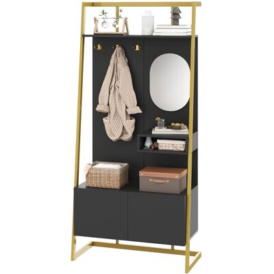 ACKERMAN Armoire Compacte Et Minimaliste Moderne, Meuble De Rangement Ouvert Multifonctionnel Avec Miroir, Crochets Métalliques, Porte-manteau Avec Banc À Chaussures, Armoire, Rangement À Chaussures, Portant À - Publicité ACKERMAN Armoire Compacte Et Minimaliste Moderne, Meuble De Rangement Ouvert Multifonctionnel Avec Miroir, Crochets Métalliques, Porte-manteau Avec Banc À Chaussures, Armoire, Rangement À Chaussures, Portant À - Publicité