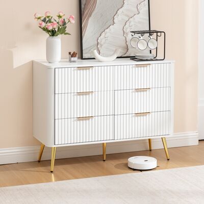 ACKERMAN 6-drawer Dresser, Modern White Storage Chest With Metal Handles & Soft-closing Slides, Sturdy Mdf Bedroom Dresser For Living Room Hallway – Anti-tip Device, 20cm Raised Legs For Robot Vacuum - Publicité ACKERMAN 6-drawer Dresser, Modern White Storage Chest With Metal Handles & Soft-closing Slides, Sturdy Mdf Bedroom Dresser For Living Room Hallway – Anti-tip Device, 20cm Raised Legs For Robot Vacuum - Publicité