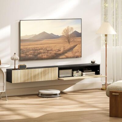 Generic Meuble Tv Suspendu 140cm, Meuble Télé Pour Téléviseur 72 Pouces, 2 Portes Rabattables, 140x25x22cm, Bois Naturel Et Noir - Publicité Generic Meuble Tv Suspendu 140cm, Meuble Télé Pour Téléviseur 72 Pouces, 2 Portes Rabattables, 140x25x22cm, Bois Naturel Et Noir - Publicité