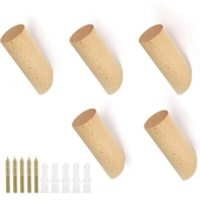 OEM Royaluxe-5 Pcs Crochet Mural En Bois Cylindre Patère Bois Naturel Crochet Porte Manteau En Bois Hêtre Crochet Mural Avec 5 Vis 5 Particules Colloïdales Patère Murale Moderne Pour Mur Vêtement Chapeau - Publicité OEM Royaluxe-5 Pcs Crochet Mural En Bois Cylindre Patère Bois Naturel Crochet Porte Manteau En Bois Hêtre Crochet Mural Avec 5 Vis 5 Particules Colloïdales Patère Murale Moderne Pour Mur Vêtement Chapeau - Publicité
